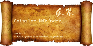 Geiszler Nándor névjegykártya